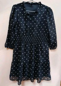 Black Polka Dot Dress - Size M
