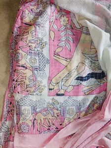New trendy women saree , pink and white colour