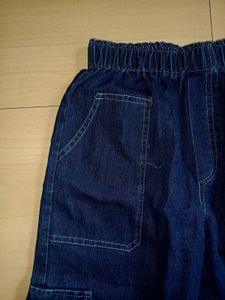 Women’s Dark Blue Denim Cargo Jeans