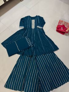 Elegant Teal Kurta Set with Sharara
