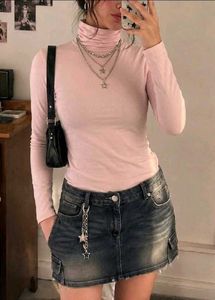 yk2 baby pink turtle neck top offer for today