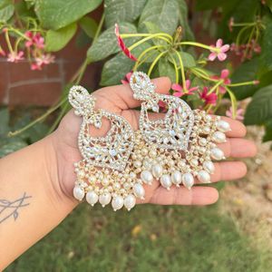 Exquisite Pearl &amp; Crystal Dangle Earrings