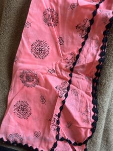 Pink Ethnic Dupatta with Black Print