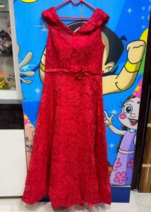 Elegant Red offshoulder  Lace Gown