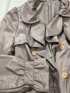Elegant Ruffled Trench Coat