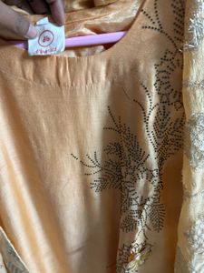 Peach Embellished Suit Serowsaki Work With Duppta