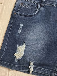 High-Waist Distressed Denim Shorts