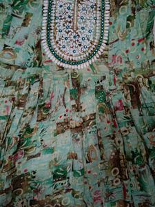 Green Printed Anarkali Kurta
