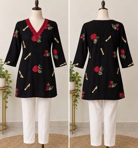 Embroidered Black Kurta Set