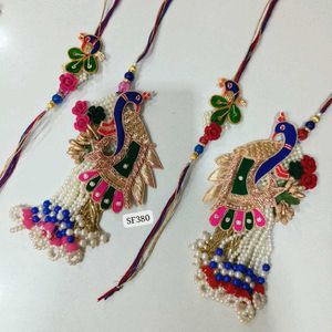 2 pair Peacock Rakhi Set