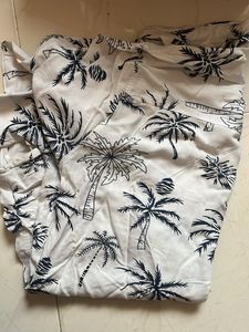 White Palm Tree Print Top loose shirt for women
