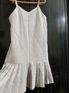 Light Grey Pleated Hem Dress