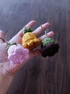 Combo Crocheted Fruity Octopus Keychains Set of 3