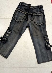 Vintage Washed Black Cargo Denim Jorts