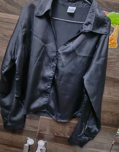 Satin Collared Button-Down Shirt