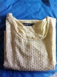 Sparkling Sequin light yellow kurti