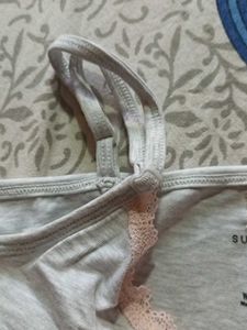 Coquette Grey Lace Trim Cami Top