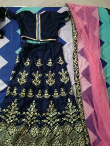 Navy &amp; Gold Lehenga Choli Set
