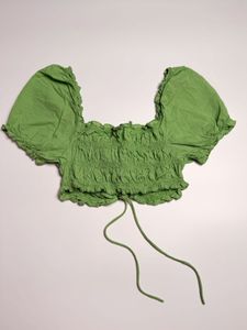 Green Smocked Top