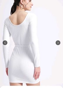 ribbed Chic White Cut-Out Bodycon Dress