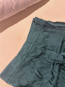 Dark Green Silky Ethnic Skirt