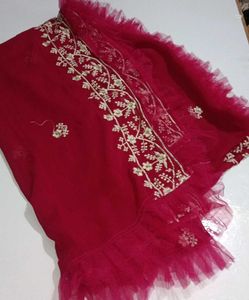 Stunning pinkish Red Embroidered Kurta