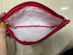 Red Silk Floral Hand-Embroidered Festive Clutch!