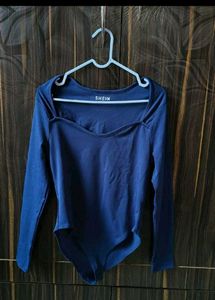Shein Navy Blue Long Sleeve Bodysuit