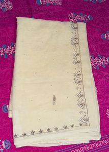 90s Cream Saree with Intricate Border