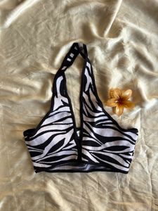 Zebra Print Halter Neck Top