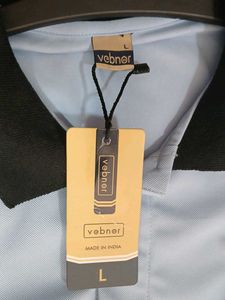 Light Blue Polo T-Shirt with Black Stripe