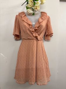 Peach Ruffle Wrap Dress UKSize 8 (S- M)