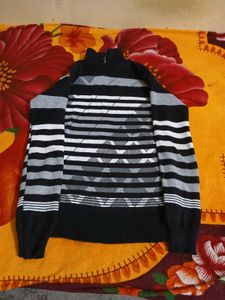 Striped Mock Neck Pullover