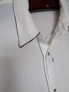 Zara Off-White Long Sleeve Button Shirt