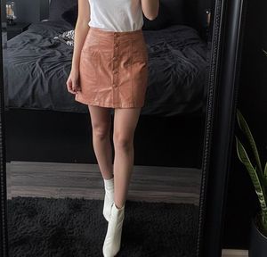 Brown leather skirt