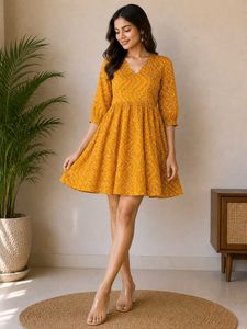 Yellow Printed Kurta