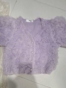 White Lace Dress with Lavender flower top