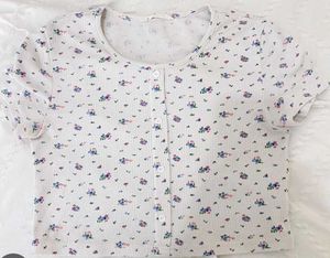 White Floral Crop Top