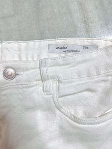 White High Rise Bootcut Jeans