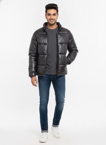 John Players Glossy Black Puffer Jacket