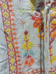 Light Blue Embroidered Tassel Kurta