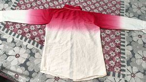 Chic Ombre Red Button-Down Blouse