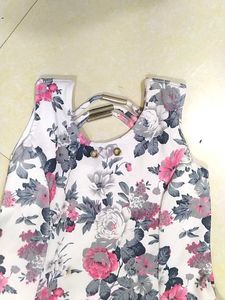 Floral A-Line Dress with Criss-Cross Back