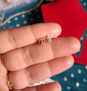 Elegant Gold &amp; Stone Stud Earrings