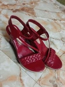 Red Wedge Sandals
