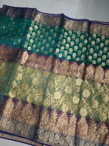 Beautiful Multi Colour Banarasi Organza Sarees