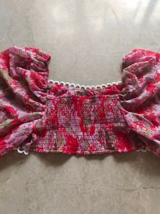 New Charming Cute Red Printed Crop Top