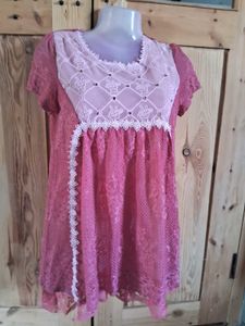 Pink Lace Tunic Top