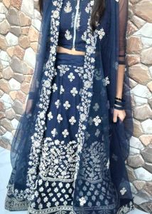 Elegant Navy Blue Embroidered Lehenga Choli