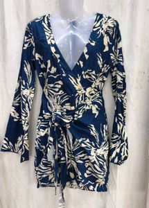368. Blue Floral Wrap Dress